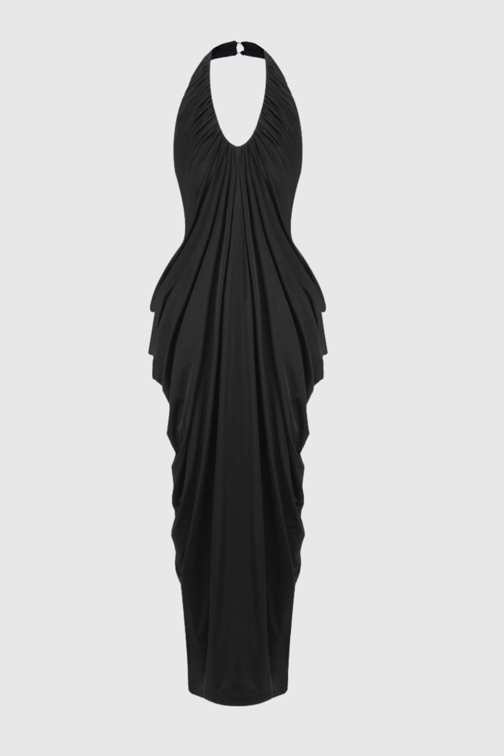 Cyrusa Halter Draped Maxi Dress - Black Avalabel