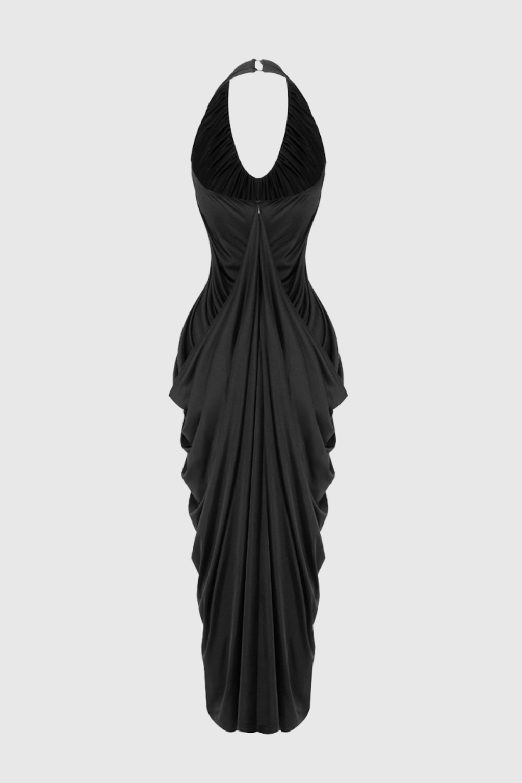 Cyrusa Halter Draped Maxi Dress - Black Avalabel