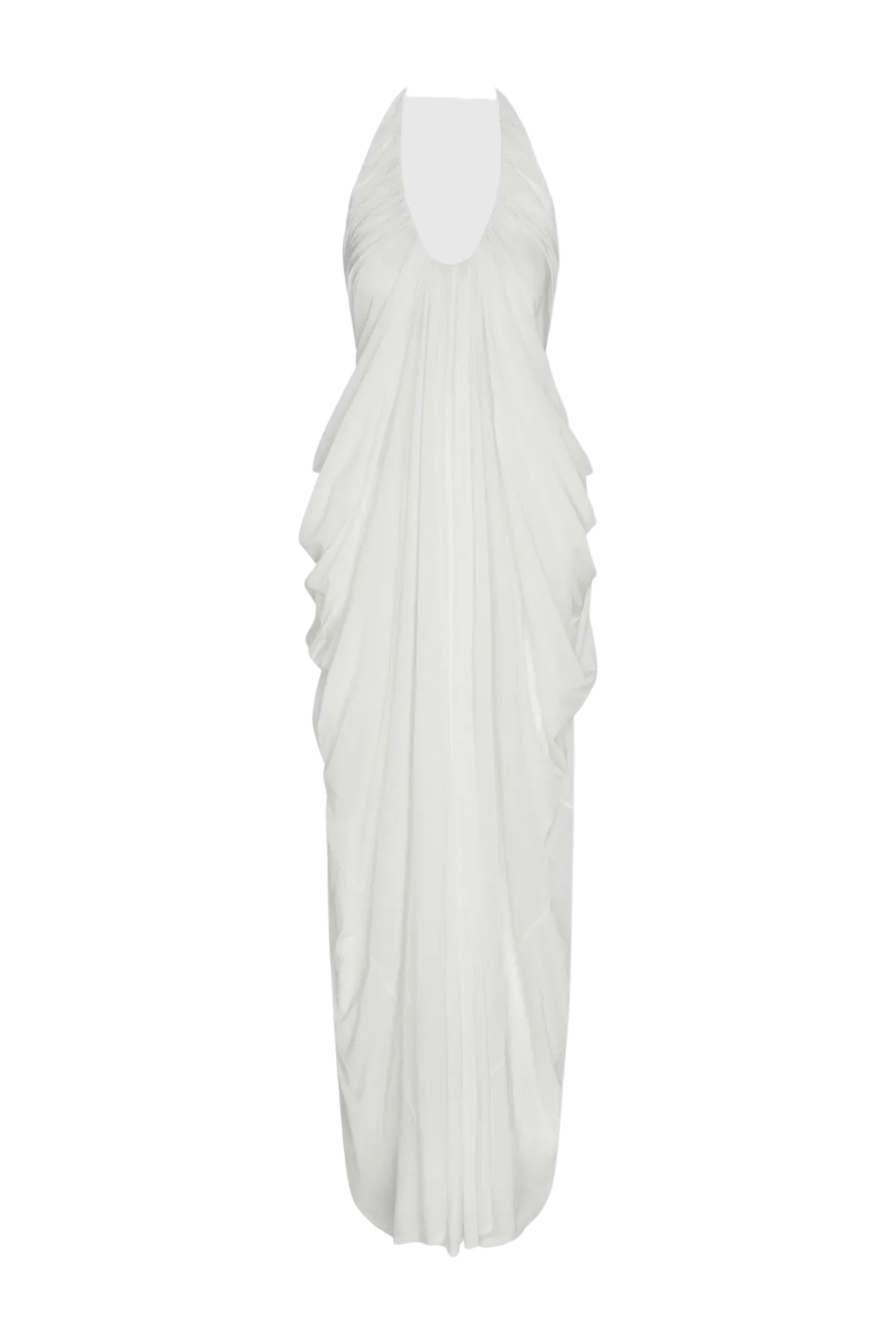 Cyrusa Halter Draped Maxi Dress - White Avalabel