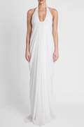 Cyrusa Halter Draped Maxi Dress - White Avalabel