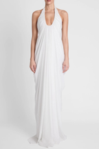 Cyrusa Halter Draped Maxi Dress - White Avalabel