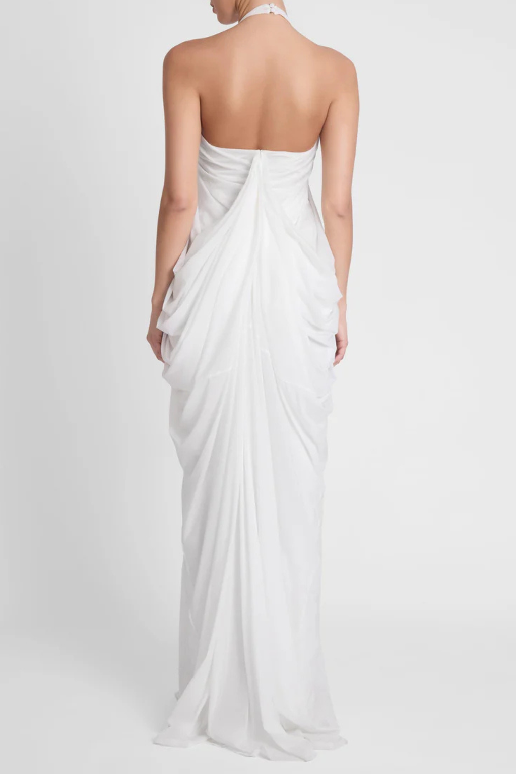 Cyrusa Halter Draped Maxi Dress - White Avalabel