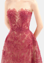 Red Beaded Lace Dress Avalabel
