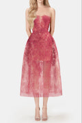 Red Beaded Lace Dress Avalabel