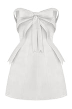 White Bow Embellished Strapless Mini Dress Avalabel