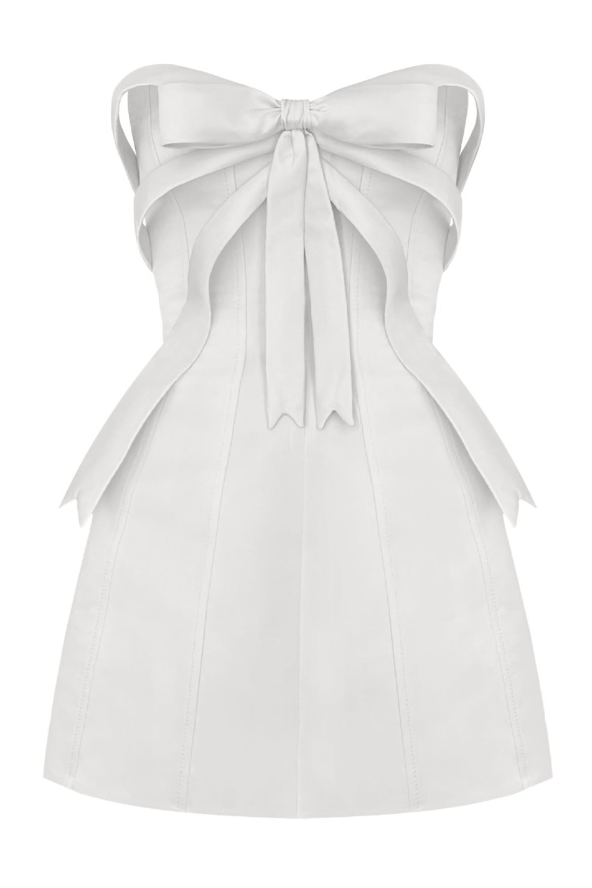 White Bow Embellished Strapless Mini Dress Avalabel