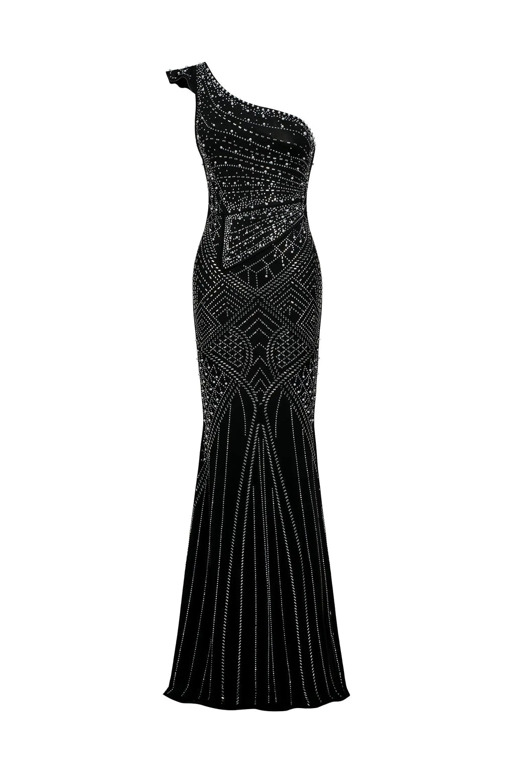 Ferina Skew Collar Diamond Maxi Dress Avalabel