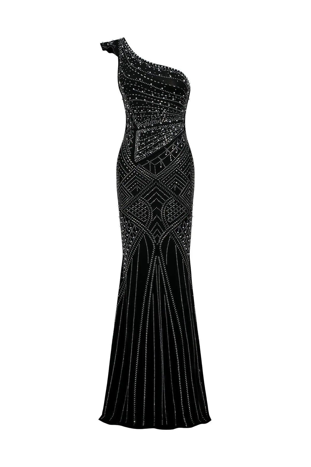 Ferina Skew Collar Diamond Maxi Dress Avalabel