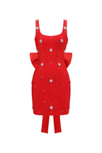 adora Sleeveless Diamond Bow Bandage Mini Dress in red Avalabel