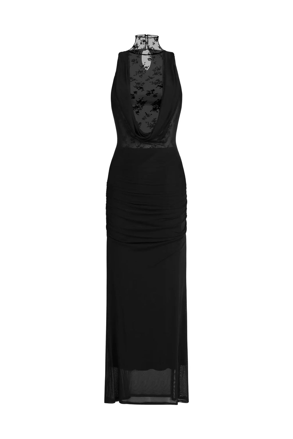 Guga Halter Sleeveless Lace Wrinkle Maxi Dress Avalabel