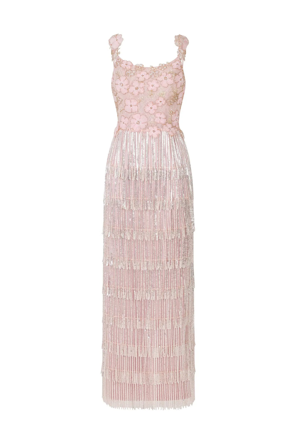 Opala Sleeveless Flowers Diamond Tassels Maxi Dress Avalabel