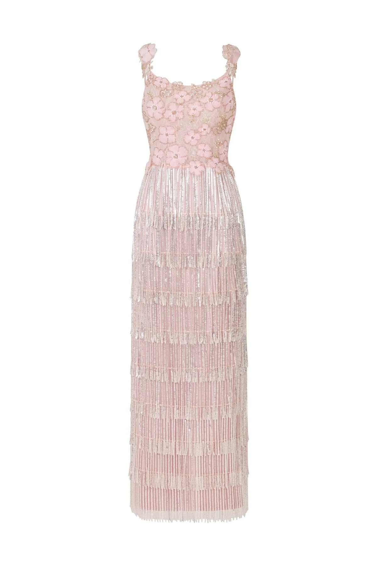 Opala Sleeveless Flowers Diamond Tassels Maxi Dress Avalabel