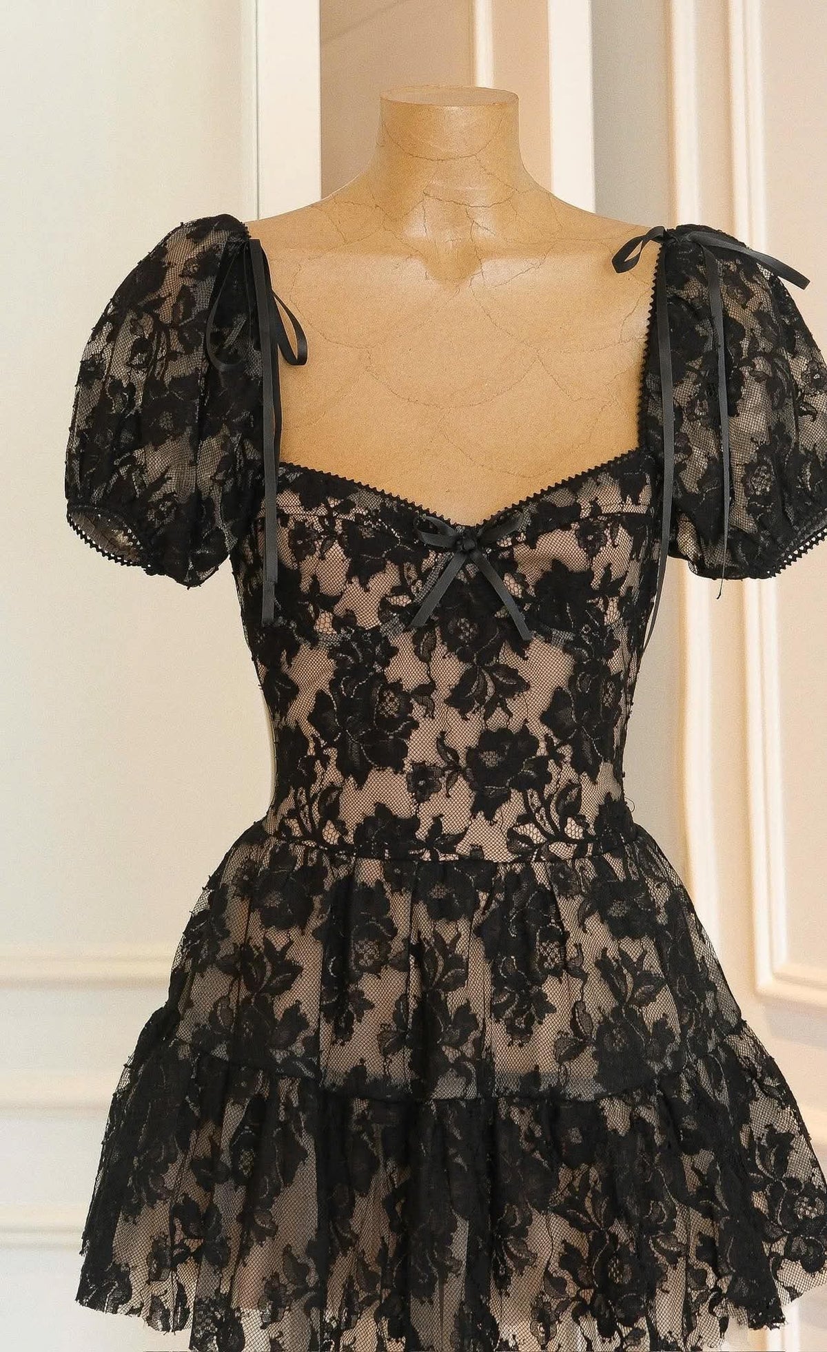 Lara Puff Lace Mini Dress Avalabel