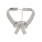 Laria Crystal-Embellished Bow-Detail Necklace Avalabel