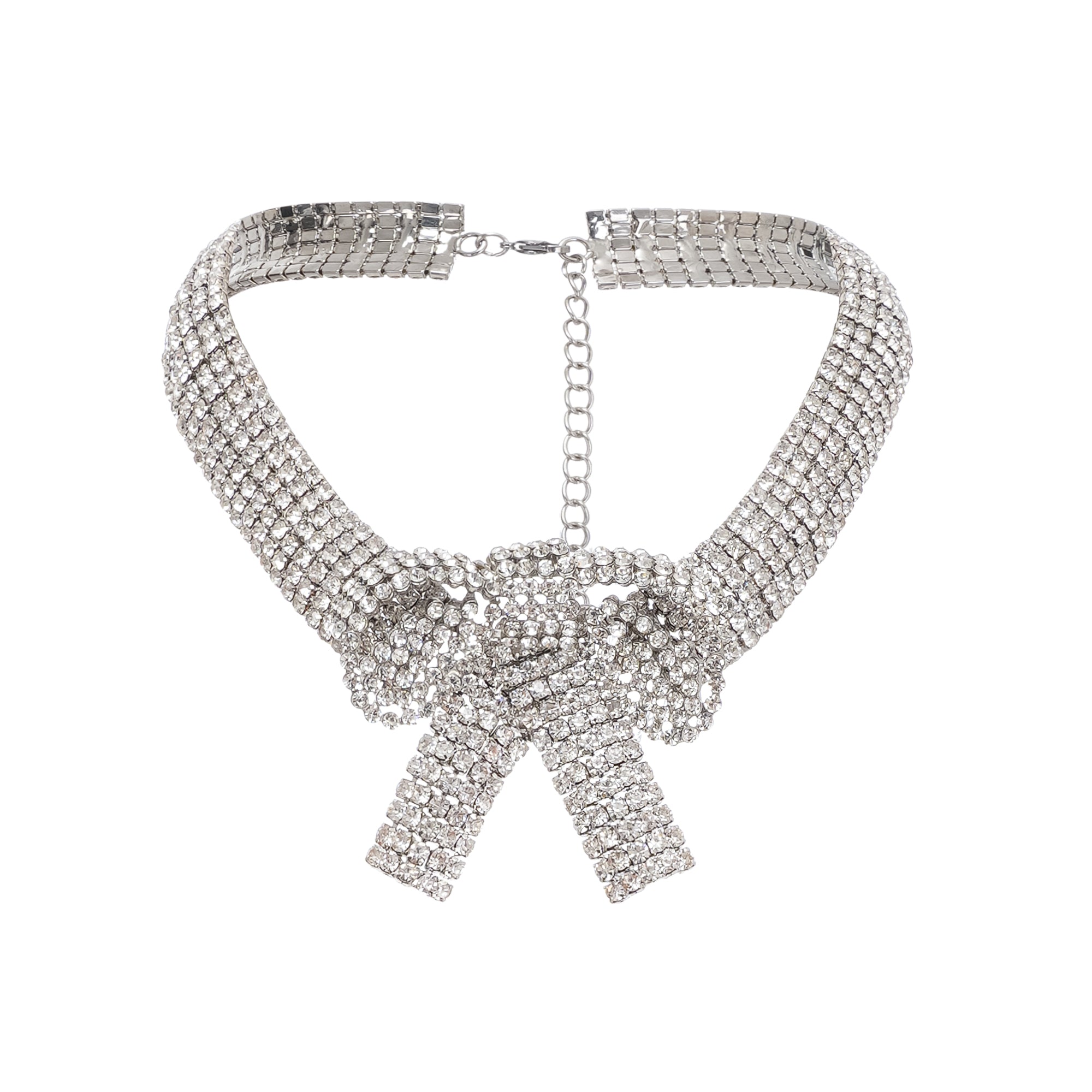 Laria Crystal-Embellished Bow-Detail Necklace Avalabel