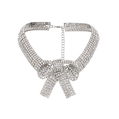 Laria Crystal-Embellished Bow-Detail Necklace Avalabel