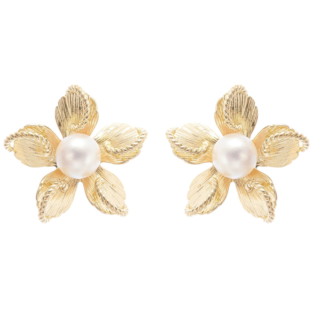 Jeanne Floral Faux-Pearl Stud Earrings Avalabel