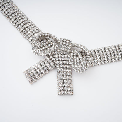 Laria Crystal-Embellished Bow-Detail Necklace Avalabel