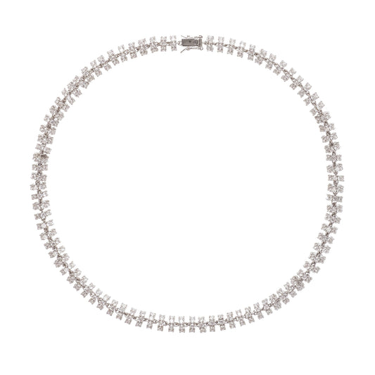 Sandrine Silver-Tone Crystal-Embellished Necklace