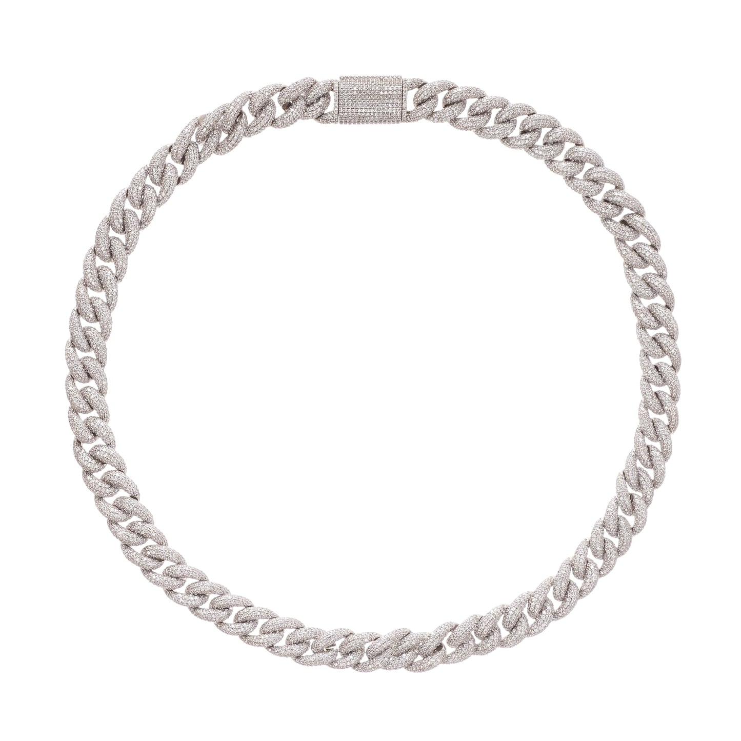 Frida Silver Tone Cuban Link Crystal Embellished Necklace Avalabel