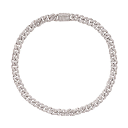 Frida Silver Tone Cuban Link Crystal Embellished Necklace Avalabel