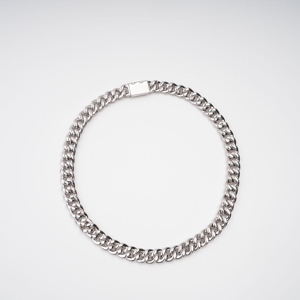 Frida Silver Tone Cuban Link Crystal Embellished Necklace Avalabel