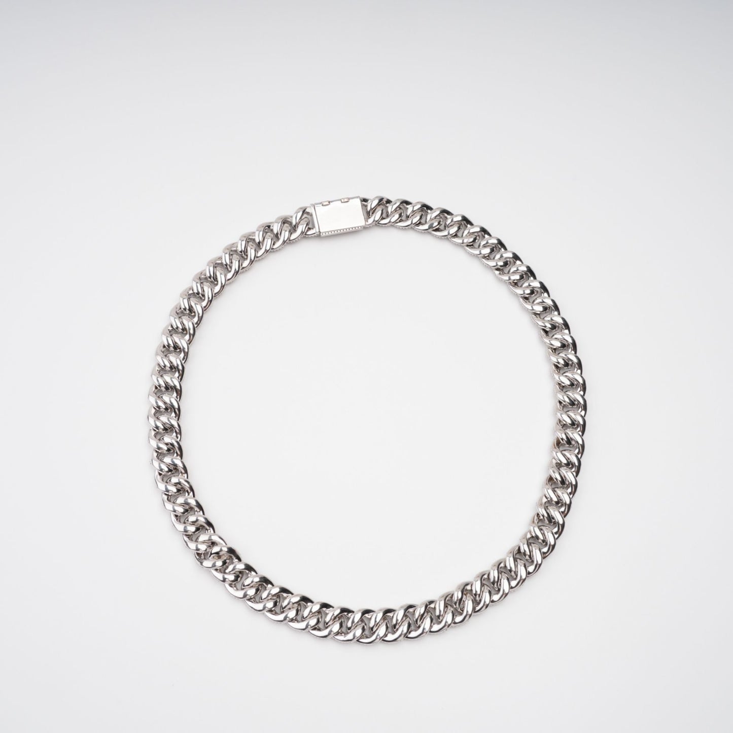 Frida Silver Tone Cuban Link Crystal Embellished Necklace Avalabel