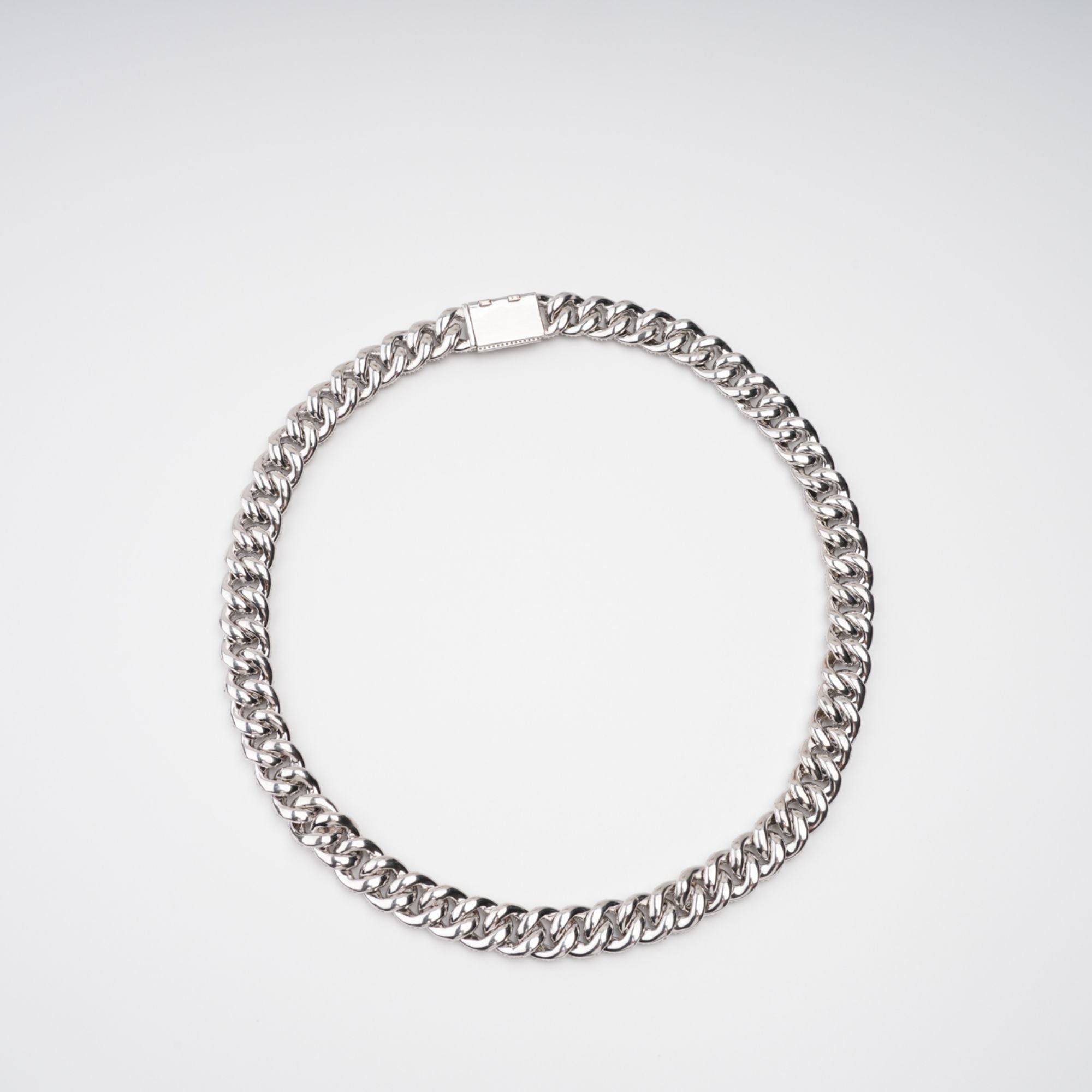 Frida Silver Tone Cuban Link Crystal Embellished Necklace Avalabel