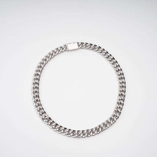 Frida Silver Tone Cuban Link Crystal Embellished Necklace