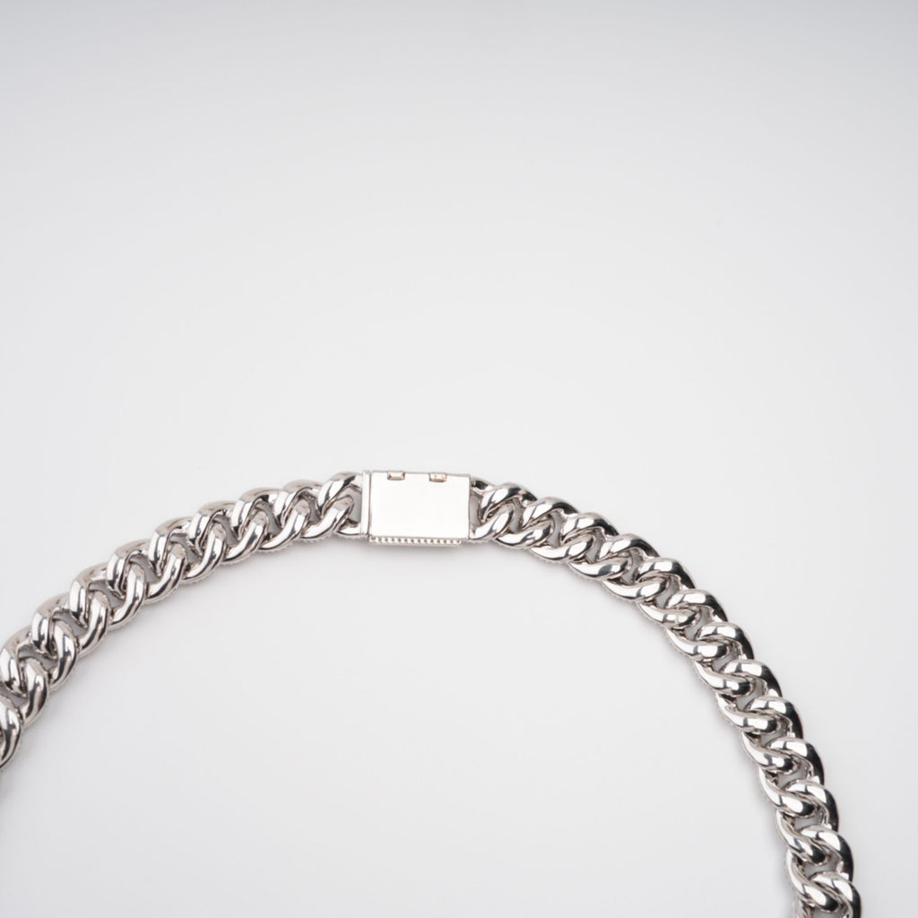 Frida Silver Tone Cuban Link Crystal Embellished Necklace Avalabel