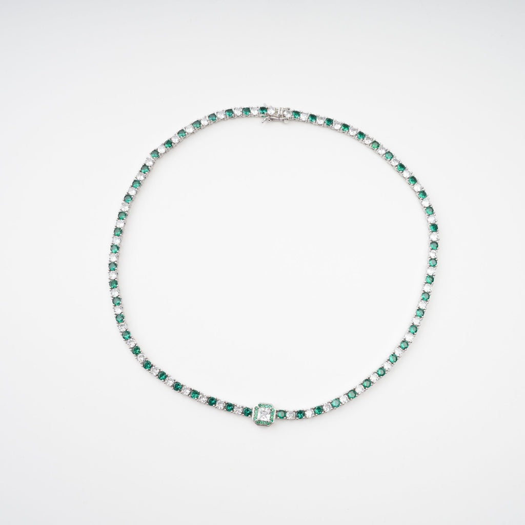 Héloïse Green Crystal Embellished Necklace Avalabel