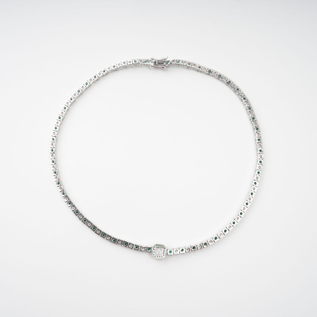 Héloïse Green Crystal Embellished Necklace Avalabel