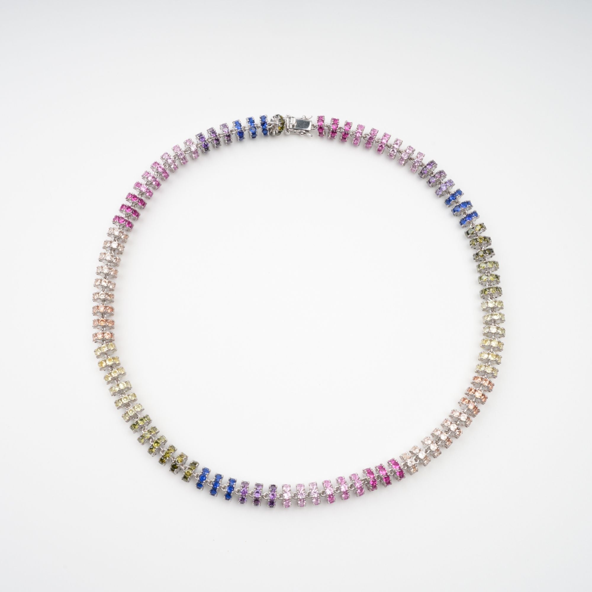Sandrine Multicolor Crystal Embellished Sterling Silver Necklace Avalabel