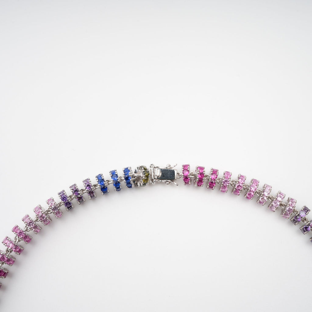 Sandrine Multicolor Crystal Embellished Sterling Silver Necklace Avalabel
