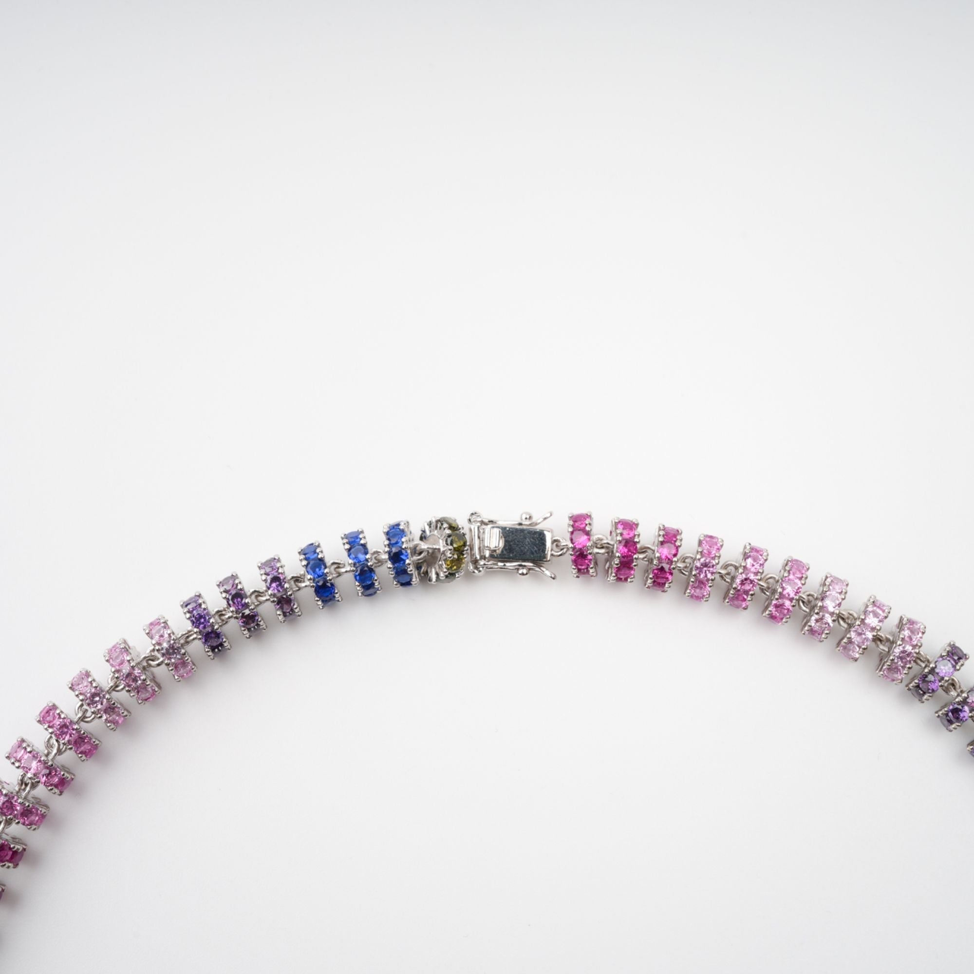 Sandrine Multicolor Crystal Embellished Sterling Silver Necklace Avalabel