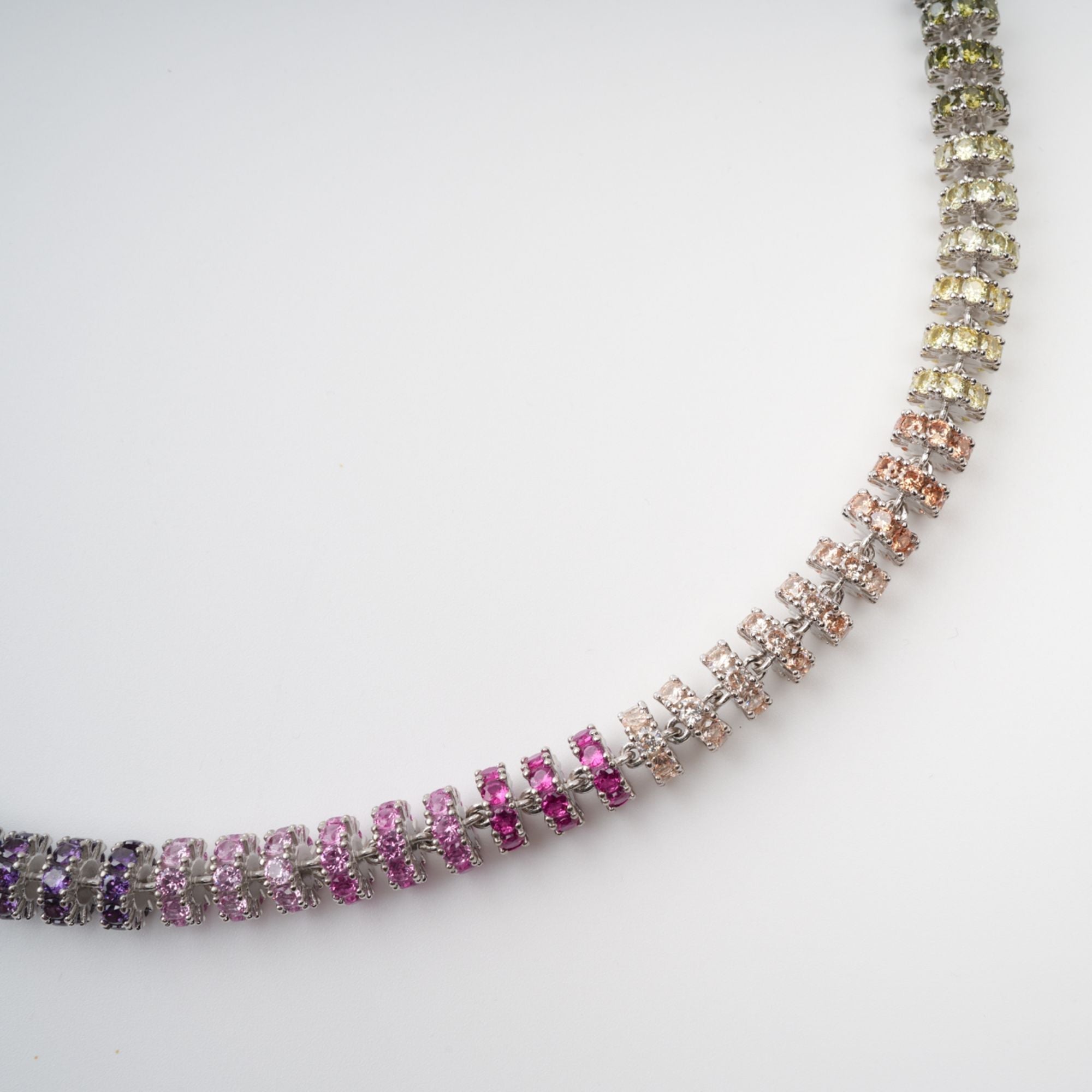 Sandrine Multicolor Crystal Embellished Sterling Silver Necklace Avalabel