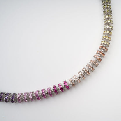 Sandrine Multicolor Crystal Embellished Sterling Silver Necklace Avalabel
