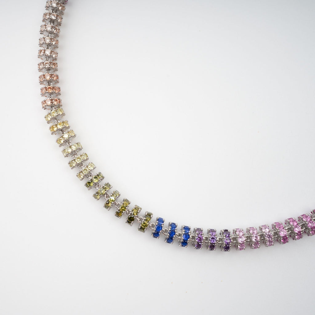 Sandrine Multicolor Crystal Embellished Sterling Silver Necklace Avalabel