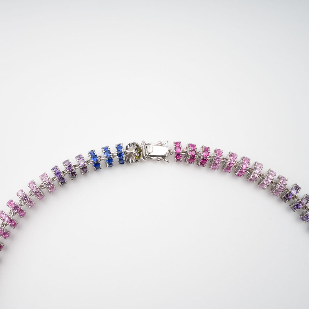 Sandrine Multicolor Crystal Embellished Sterling Silver Necklace Avalabel