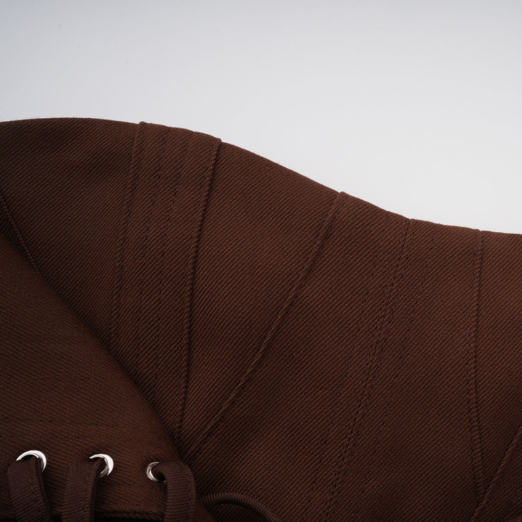 Strapless Wrap Lace-Up Back Brown Corset Top poava