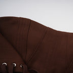 Strapless Wrap Lace-Up Back Brown Corset Top poava