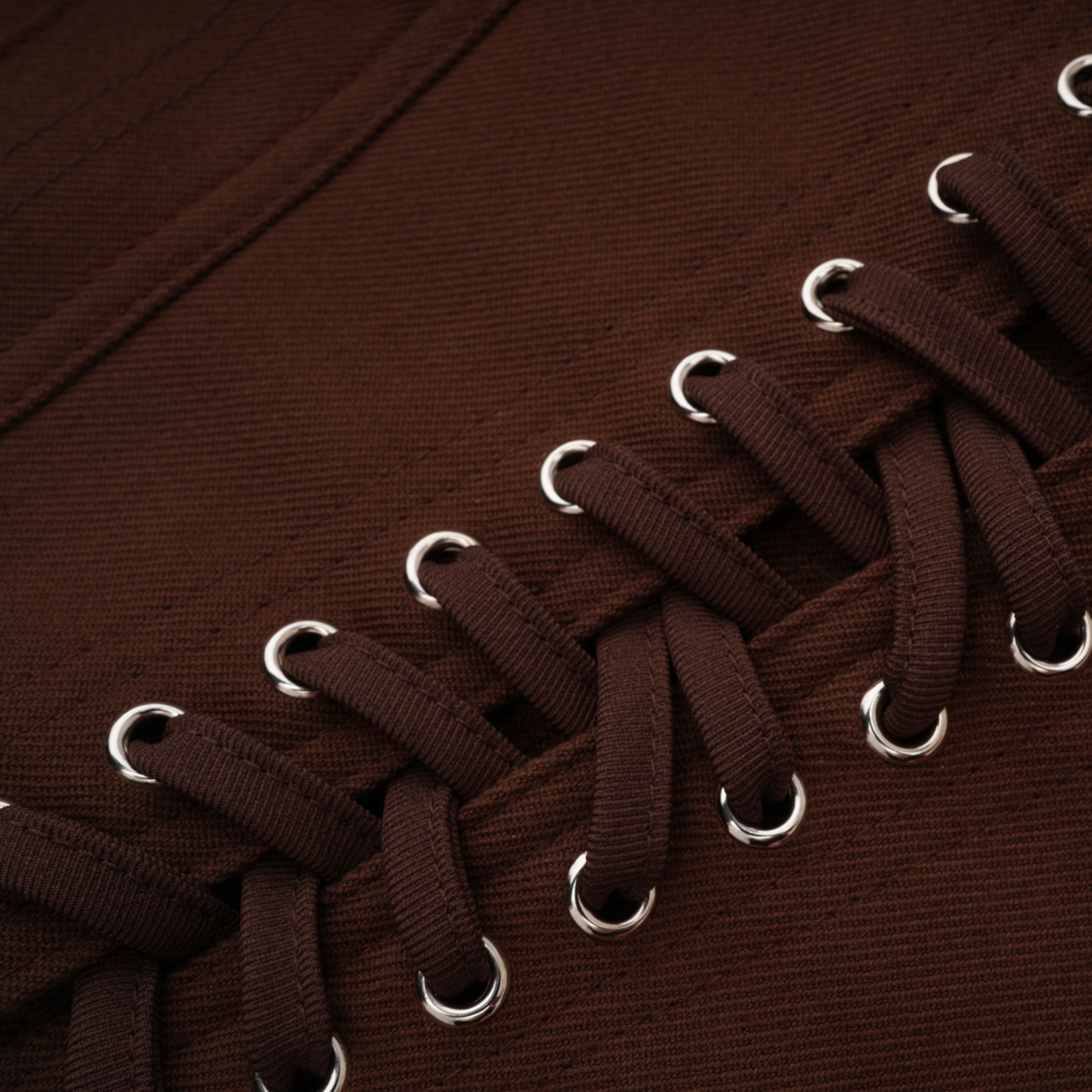 Strapless Wrap Lace-Up Back Brown Corset Top poava