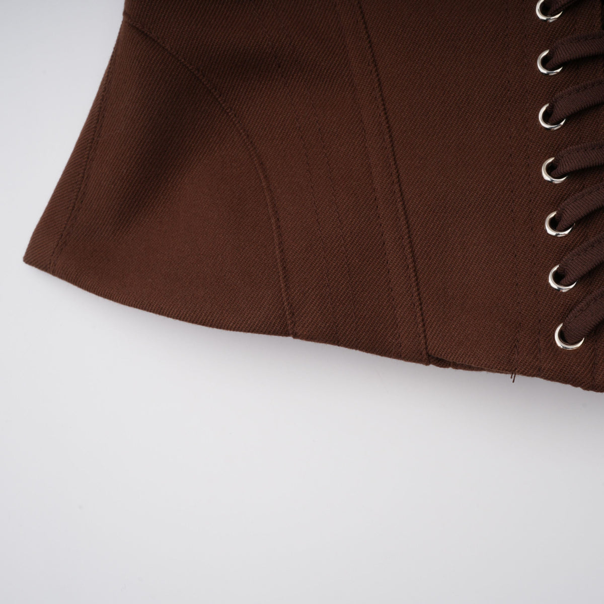 Strapless Wrap Lace-Up Back Brown Corset Top poava