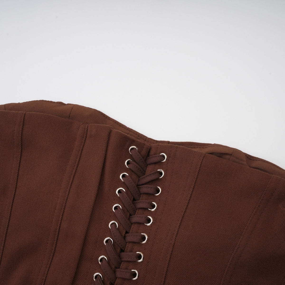 Strapless Wrap Lace-Up Back Brown Corset Top poava
