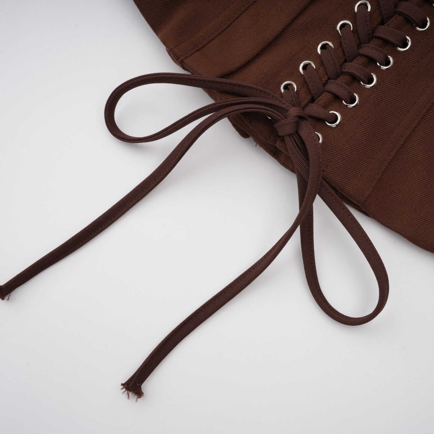 Strapless Wrap Lace-Up Back Brown Corset Top poava