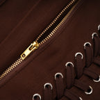 Strapless Wrap Lace-Up Back Brown Corset Top poava