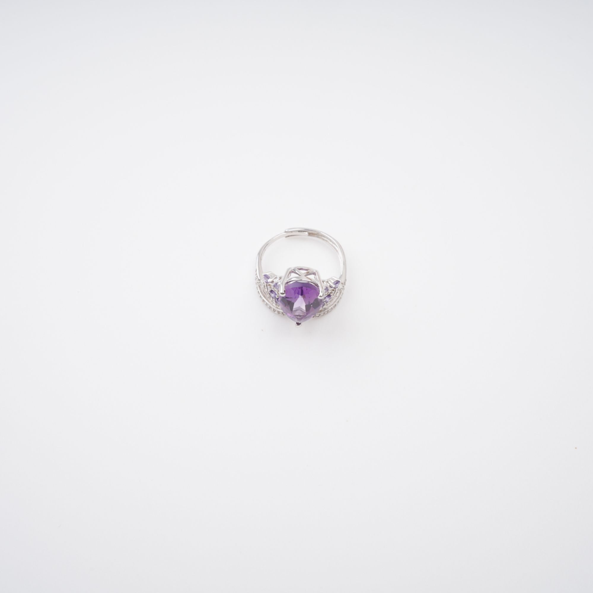 Eléonore Purple Pear Cut Gemstone Sterling Silver Adjustable Ring Avalabel