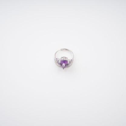 Eléonore Purple Pear Cut Gemstone Sterling Silver Adjustable Ring Avalabel