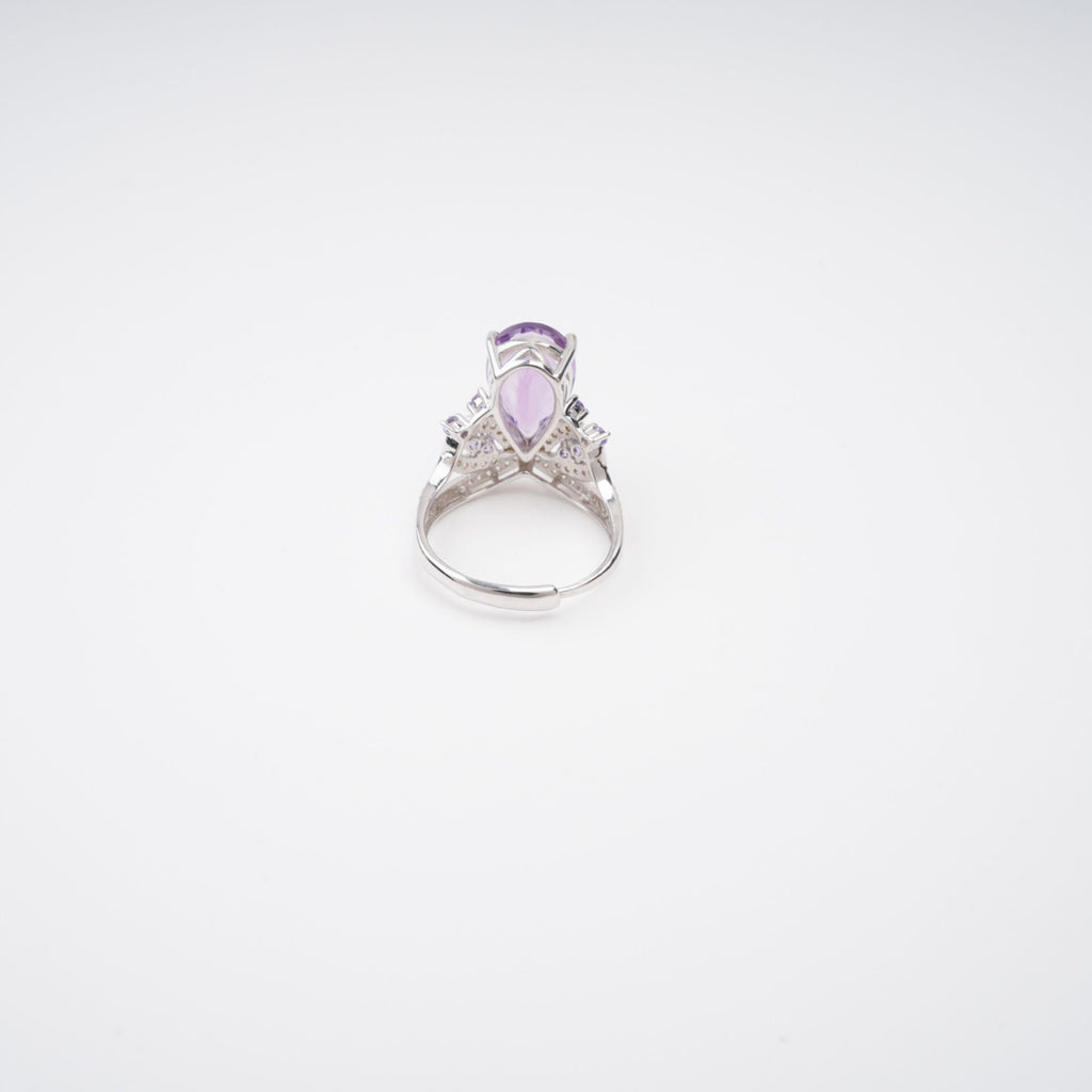 Eléonore Purple Pear Cut Gemstone Sterling Silver Adjustable Ring Avalabel