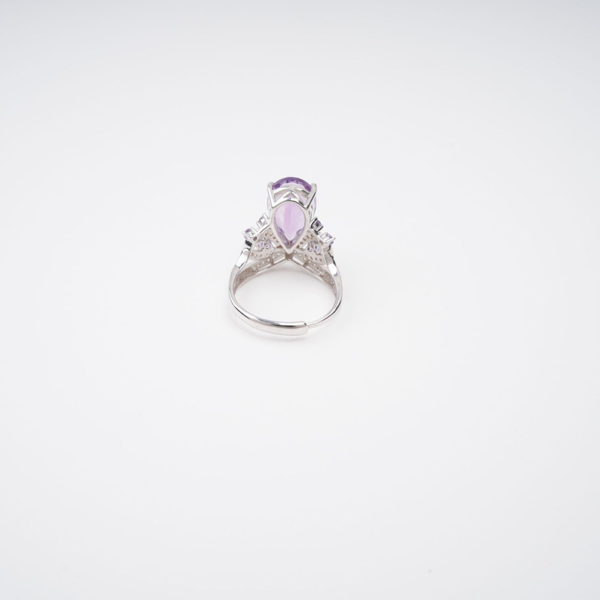 Eléonore Purple Pear Cut Gemstone Sterling Silver Adjustable Ring Avalabel